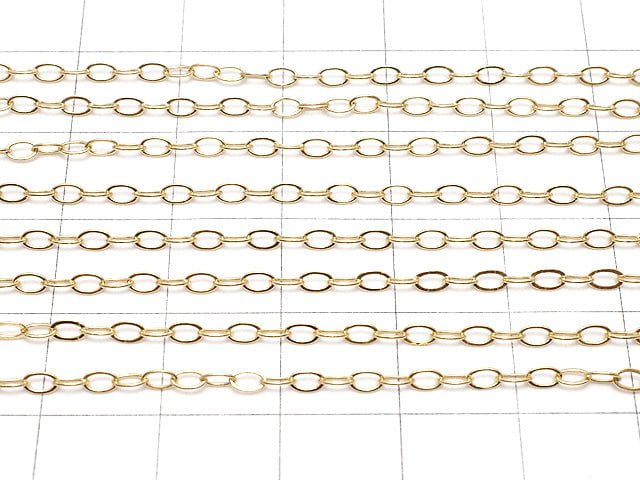 14KGF Flat Long Cable Chain 1.7mm [40cm][45cm][50cm] Necklace 1pc