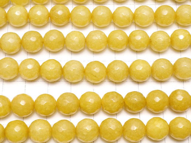 Yellow color Jade 128Faceted Round 10mm 1strand beads (aprx.15inch/36cm)