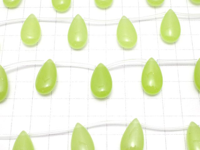 Yellow Green-Jade Pear shape 22x12x7mm half or 1strand beads (aprx.15inch/36cm)