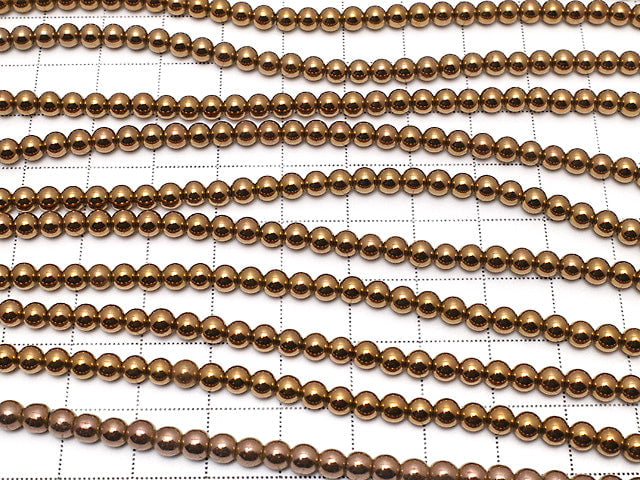 Hematite Round 4mm bronze color coating 1strand beads (aprx.15inch / 37cm)