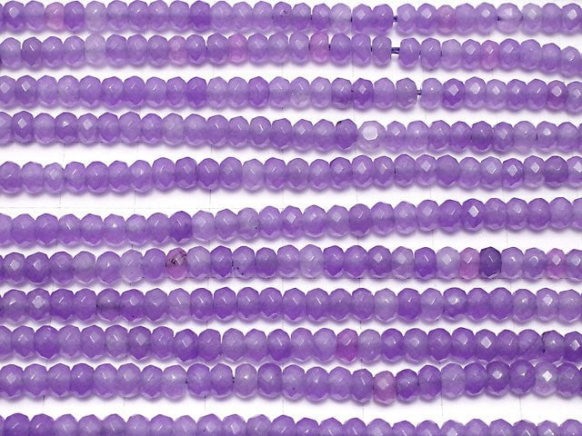 Light purple color Jade Faceted Button Roundel 4x4x2mm 1strand beads (aprx.14inch / 34cm)