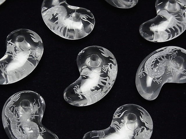[Video] Carved Dragon (Four Divine Beasts)! Crystal AA++ Comma Shaped Bead 30x20x10mm 1pc