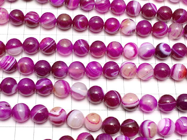 [Video] Pink Stripe Agate Round 10mm 1strand beads (aprx.15inch/36cm)