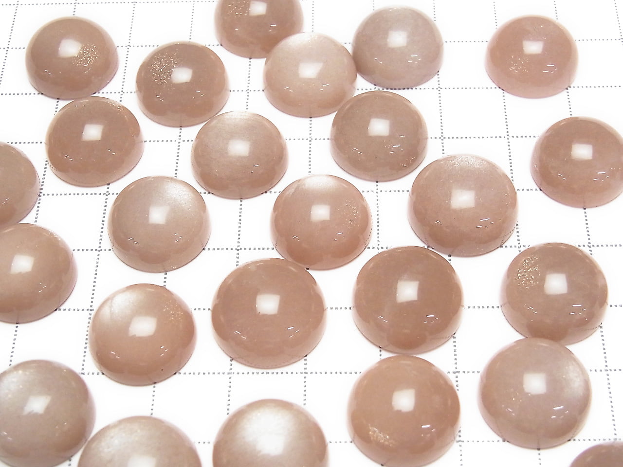 Pink Brown Moonstone AAA- Round Cabochon 15x15mm 2pcs