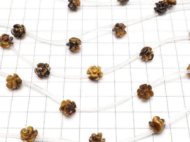 [Video] Yellow Tiger's Eye AAA Rose 10mm 1strand (8pcs)