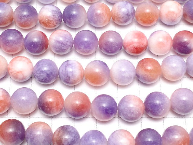 Red x Purple Jade Round 12mm 1strand beads (aprx.15inch / 36cm)