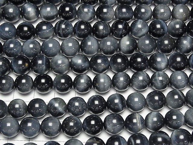[Video] Blue color Tiger's Eye AA++ Round 10mm half or 1strand beads (aprx.15inch/37cm)