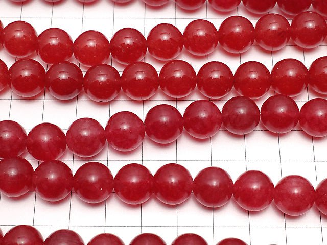 Red color Jade (clear type) Round 12mm 1strand beads (aprx.14inch/35cm)