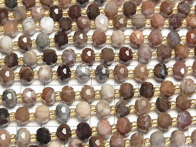 [Video]High Quality! Petrified Wood Faceted Button Rondelle 8x8x6mm 1strand beads (aprx.15inch/37cm)