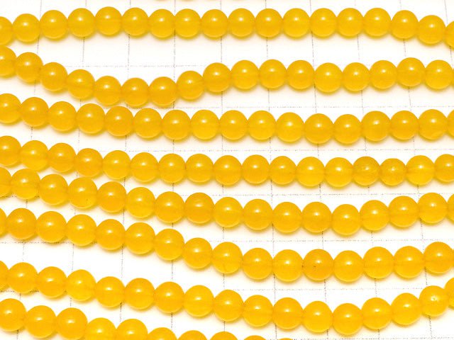 Yellow Color Jade (Clear Type) Round 6mm 1strand beads (aprx.15inch / 37cm)