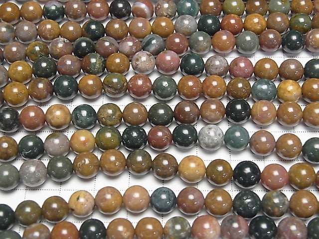 [Video] Madagascar Ocean Jasper Round 8mm 1strand beads (aprx.15inch/36cm)