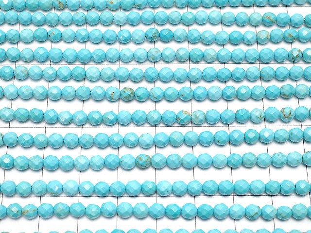 [Video] Magnesite Turquoise  32Faceted Round 4mm 1strand beads (aprx.15inch/37cm)