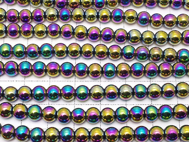 Hematite Round 6mm metallic coating 1strand beads (aprx.15inch / 38cm)