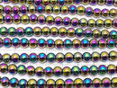 Hematite Round 6mm metallic coating 1strand beads (aprx.15inch / 38cm)