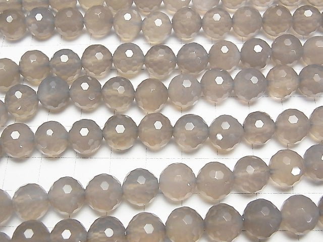 [Video] High Quality! Gray Onyx AAA 128 Faceted Round 10 mm half or 1 strand beads (aprx.15 inch / 38 cm)