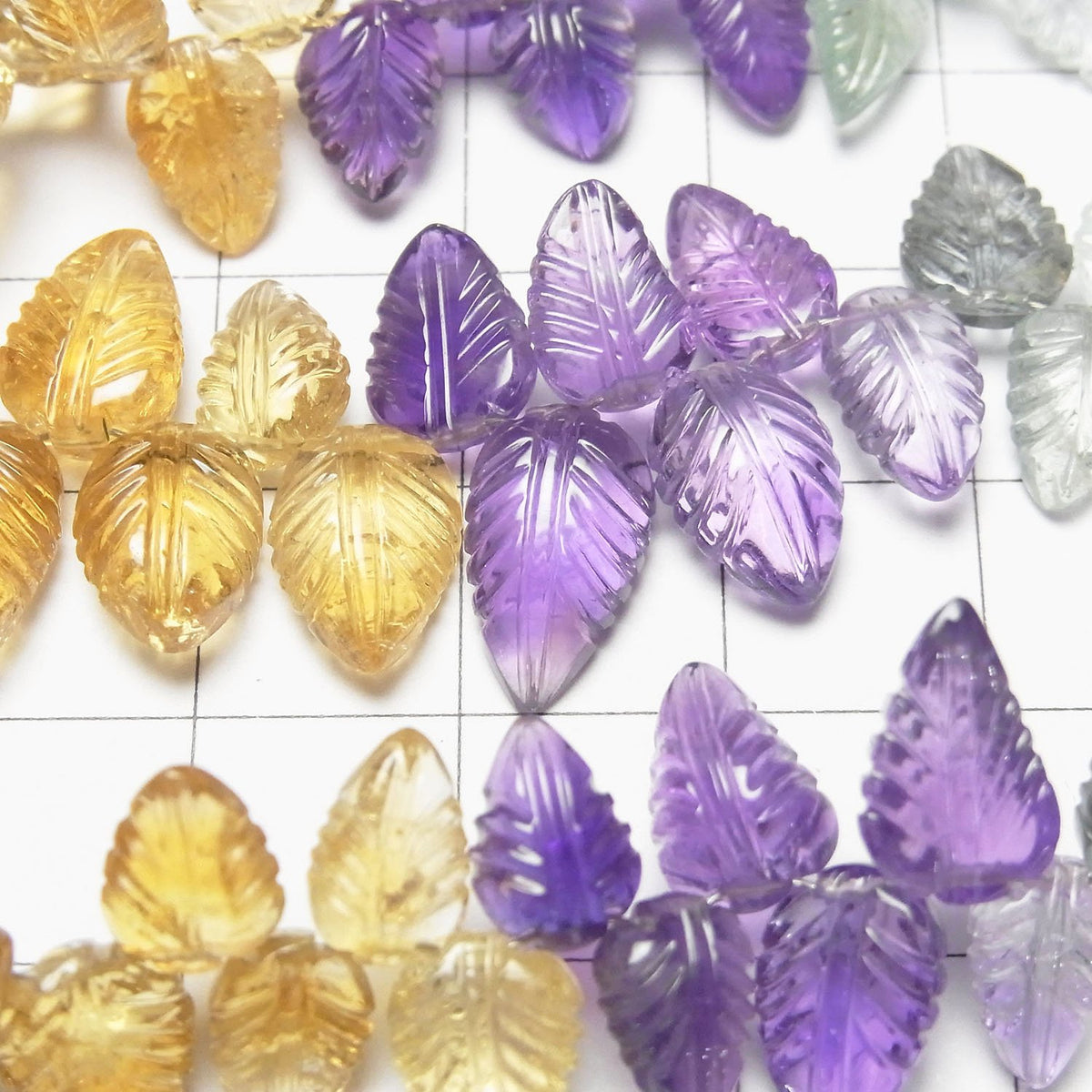 High Quality Mixed Stone AAA Pear shape (Leaf Carving) Faceted Briolette half or 1strand beads (aprx.7inch/18cm)