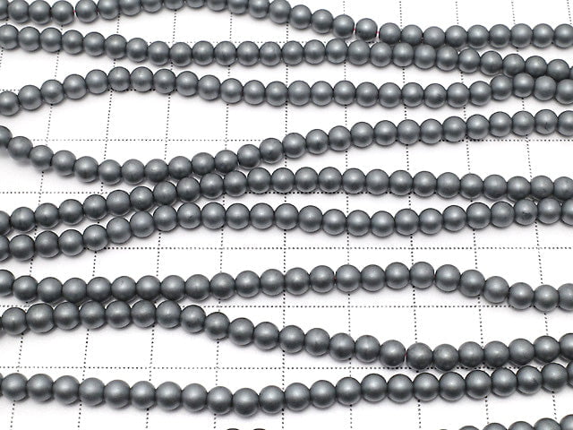 Frost Hematite Round 4mm 1strand beads (aprx.15inch / 38cm)