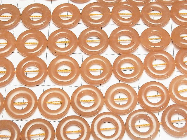 Orange Aventurine Coin (donut) 18 x 18 x 4 mm half or 1 strand (apr x 14 inch / 35 cm)