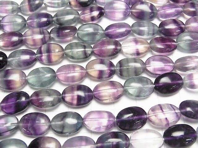 [Video] Mongolian multicolor Fluorite AAA Oval 14x10x6 mm half or 1 strand beads (aprx. 15 inch / 37 cm)