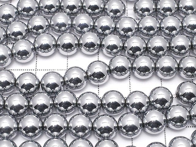 Magnetic! Hematite Round 8mm Silver coating 1strand beads (aprx.15inch / 38cm)