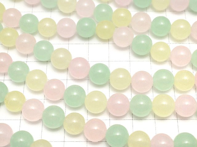 Pastel Mix Jade Round 10mm NO.2 1strand beads (aprx.15inch / 37cm)