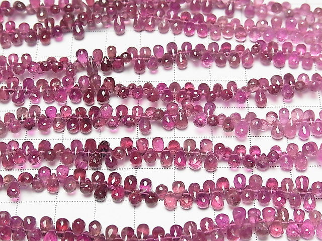 [Video]High Quality Pink Tourmaline AAA- Drop Faceted Briolette Color Gradation half or 1strand beads (aprx.7inch/18cm)