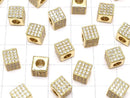 Metal Parts Cube 7 x 7 x 7 mm gold color (with CZ) 1 pc $4.19!
