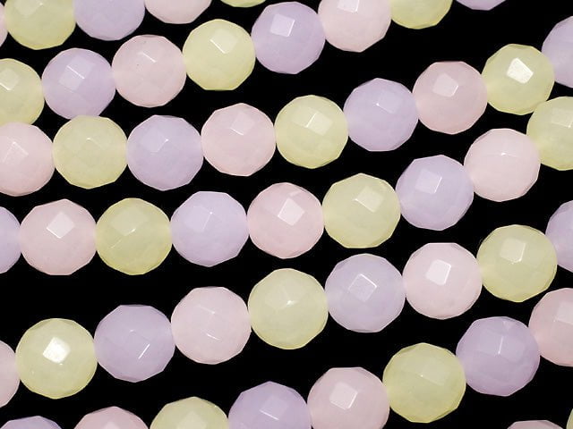 1strand $7.79! Pastel Mix Jade 64Faceted Round 10mm 1strand beads (aprx.14inch / 35cm)