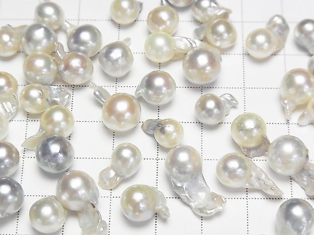 [Video] Japanese Akoya Pearl Baroque Fins 7-9mm, White Silver, Uncolored, 3pcs