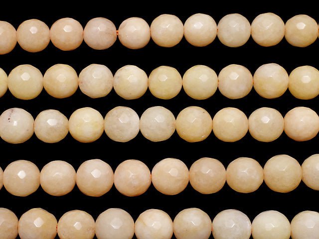 Light Orange Jade 128Faceted Round 10mm 1strand beads (aprx.15inch / 36cm)