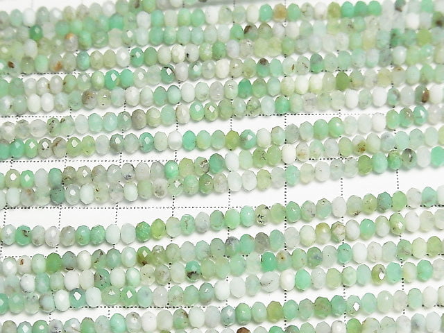 [Video] High Quality! Chrysoprase AA Faceted Button Rondelle 3.5x3.5x3mm 1strand beads (aprx.15inch / 36cm)