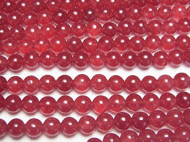 Red color Jade (clear type) Round 6mm 1strand beads (aprx.15inch / 37cm)