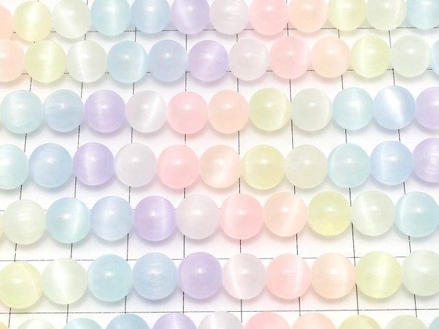 [Video] Selenite (Gypsum) Round 8mm [Multi color] 1strand beads (aprx.15inch/36cm)