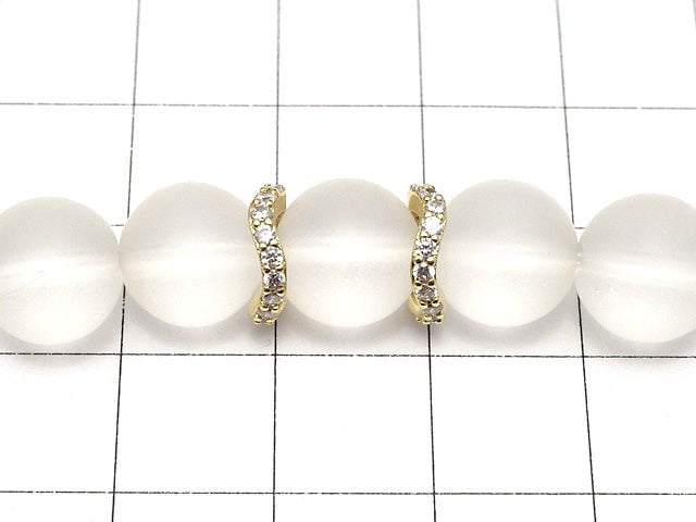 Metal parts Rondelle 9.5x9.5x2.5mm Gold (with CZ) 2pcs