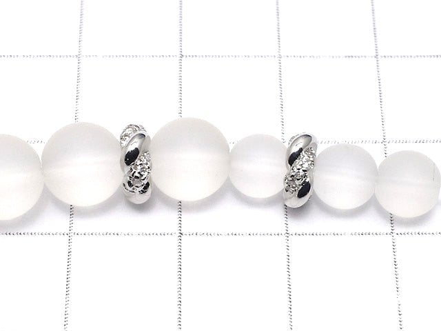 Metal parts Rondelle 7x7x3mm Silver (with CZ) 2pcs