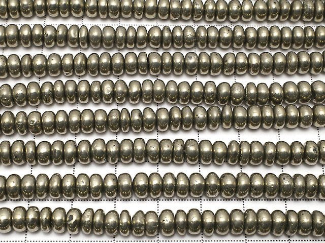 [Video]Pyrite Rondelle 6x6x3mm half or 1strand beads (aprx.15inch/38cm)