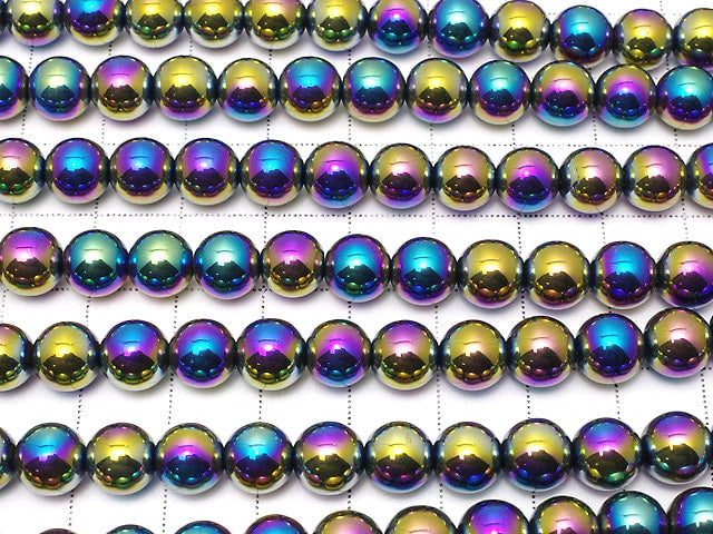 Hematite Round 8mm Metallic coating 1strand beads (aprx.15inch/38cm)