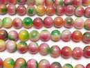 Red & Green Jade Round 12mm 1strand beads (aprx.14inch / 35cm)