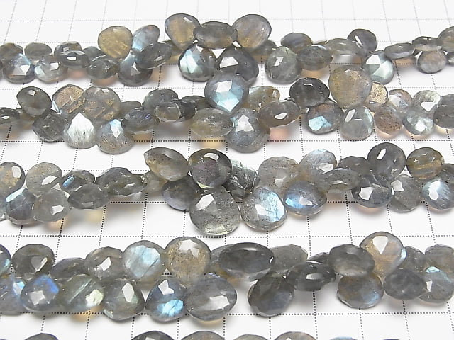 [Video] High Quality Labradorite AAA Chestnut  Faceted Briolette  1/4 or 1strand beads (aprx.7inch/17cm)