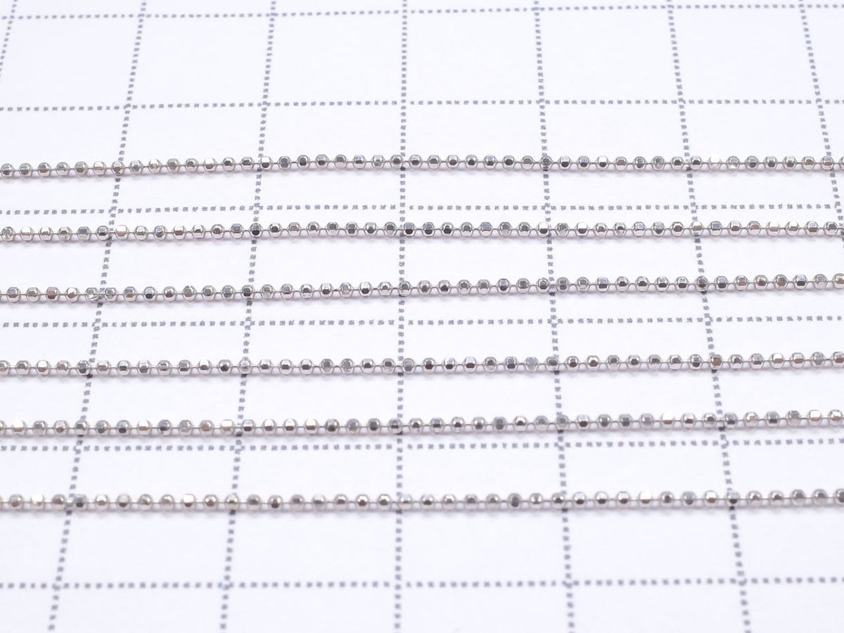 Silber 925 Cut Ball Kette mit Schieberegler 1mm Rhodium beschichtet [45cm] Halskette 1 Stück