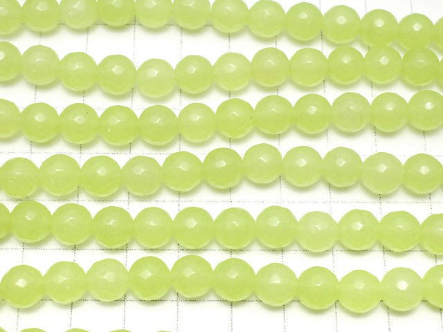 Yellow Green Jade Faceted Round 8mm 1strand beads (aprx.15inch / 36cm)