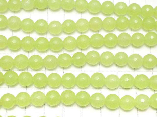 Yellow Green Jade Faceted Round 8mm 1strand beads (aprx.15inch / 36cm)