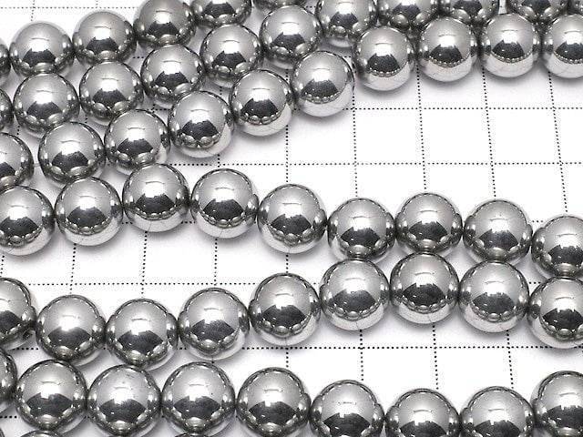 Magnetic! Hematite Round 10mm Silver coating 1strand beads (aprx.15inch / 38cm)