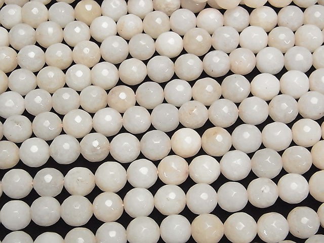 1strand $5.79! Milky beige color Jade 128 Faceted Round 10 mm 1strand beads (aprx.14inch / 35 cm)