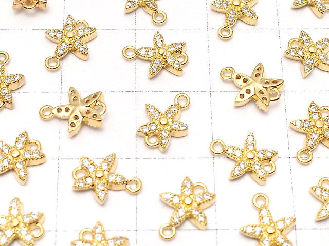 Metal Parts Joint Parts Flower 9 x 7.5 Gold Color (with CZ) 1 pc