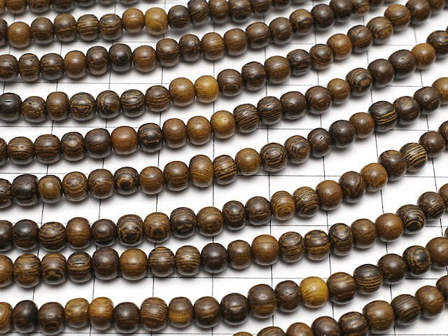Wood Beads  Semi Round 5mm 1strand beads (aprx.15inch/38cm)
