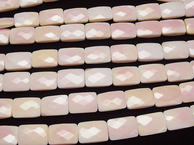 [Video] Queen Concrete Shell AAA - Faceted Rectangle 14 x 10 x 4 mm half or 1 strand beads (aprx.15 inch / 38 cm)
