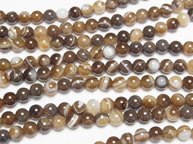 1strand $5.79! Brown stripe agate AAA Round 6mm 1strand beads (aprx.15inch / 36cm)