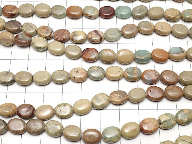 [Video] Impression Jasper Oval 10x8mm 1strand beads (aprx.15inch / 38cm)