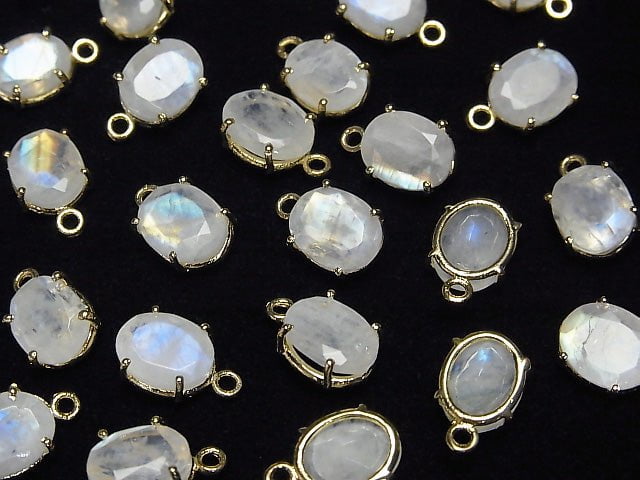 [Video] High Quality Rainbow Moonstone AA++ Bezel Setting Oval Faceted 9x7mm 18KGP 2pcs $8.79!